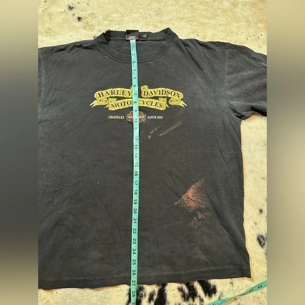 HARLEY-DAVIDSON Men’s Vintage Bleached Embroided Short Sleeve Tee Shirt Size XL